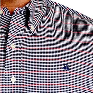 Brooks Brothers | Micro-check Oxford Sport Shirt | Navy Blue / Red | 2XLT